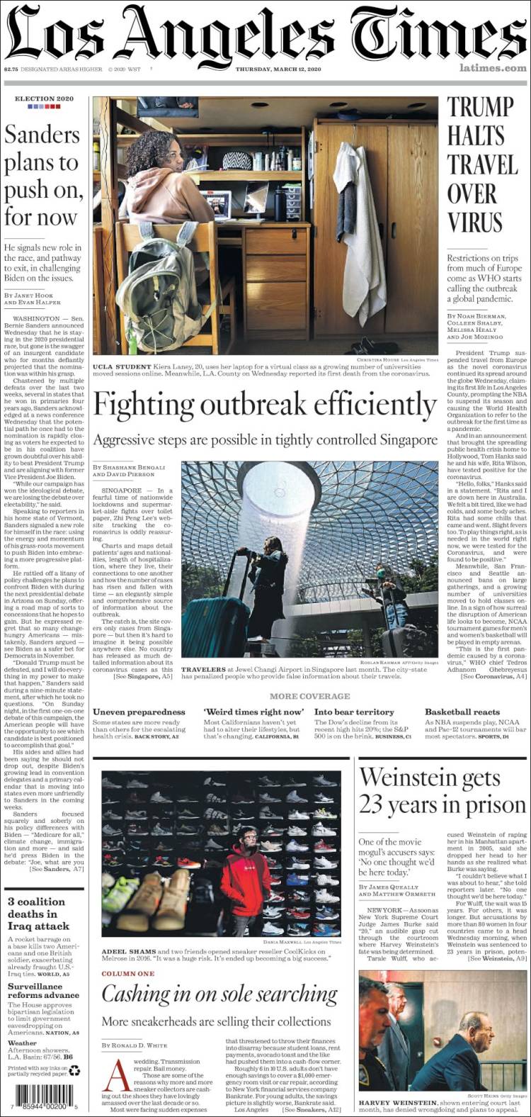 Portada de Los Angeles Times (USA)