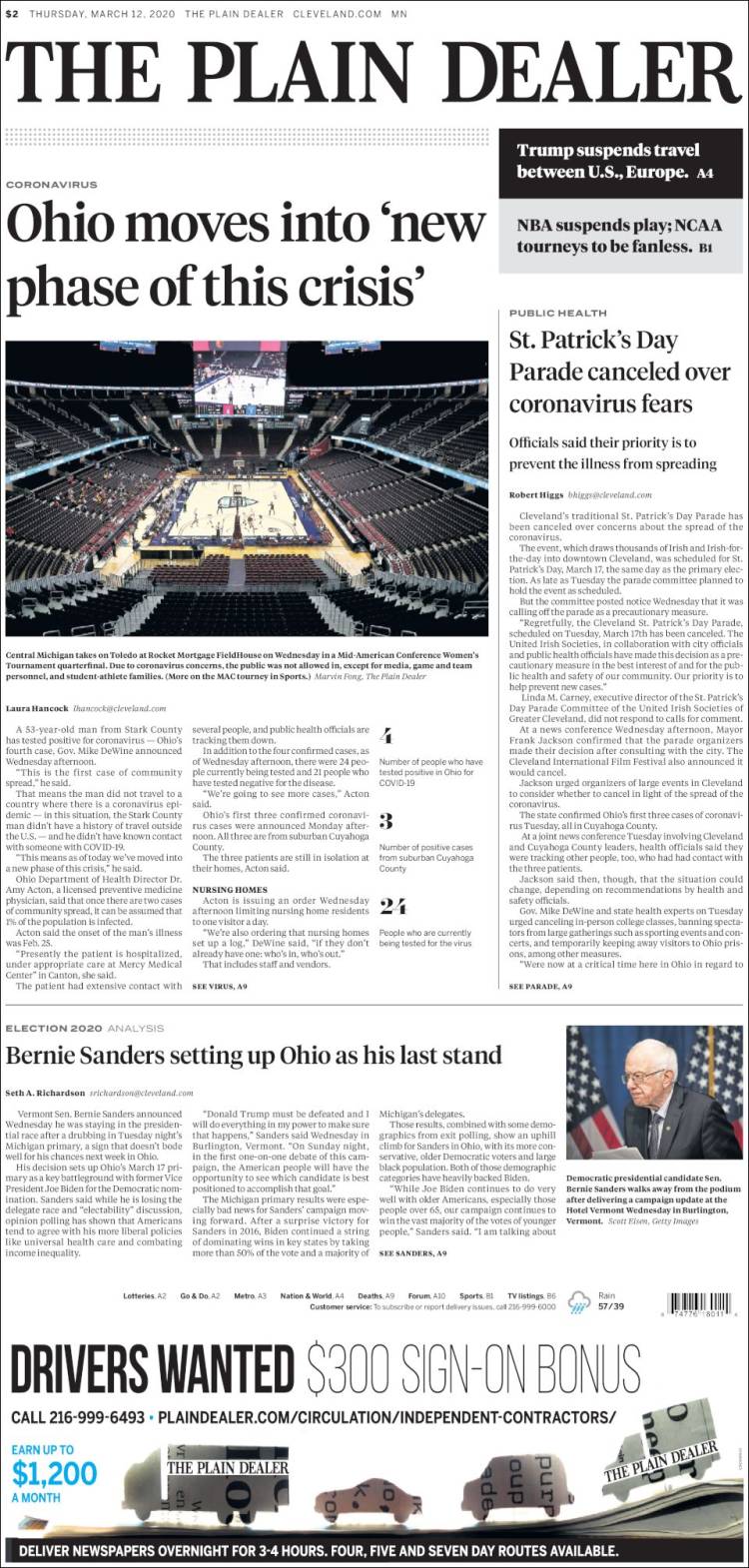 Portada de The Plain Dealer (USA)