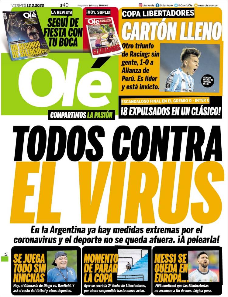 Portada de Olé (Argentina)