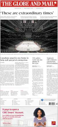 Portada de The Globe and Mail (Canadá)