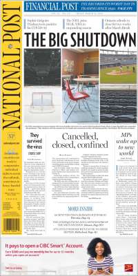 Portada de The National Post (Canadá)