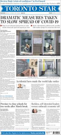 Portada de The Toronto Star (Canadá)