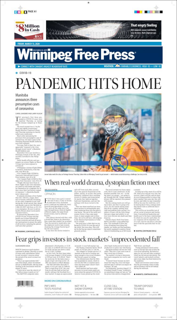 Portada de Winnipeg Free Press (Canadá)