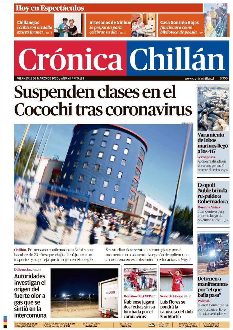 Portada de Crónica Chillán (Chile)