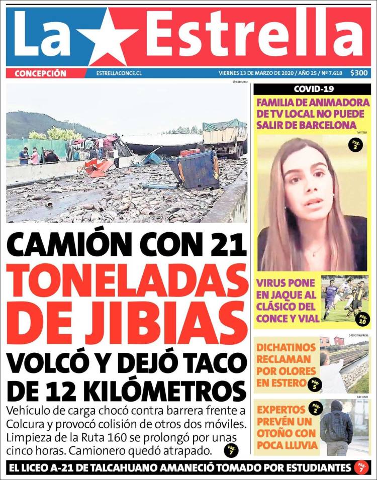 Portada de La Estrella de Concepción (Chile)