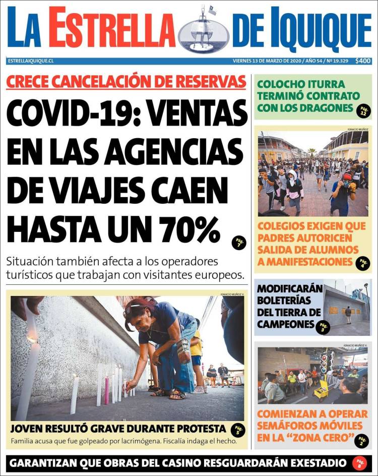 Portada de La Estrella de Iquique (Chile)