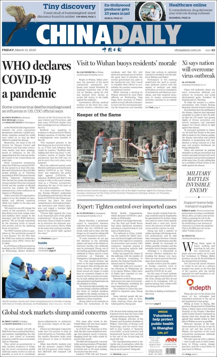 Portada de China Daily (China)