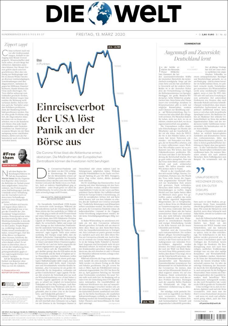 Portada de Die Welt (Alemania)