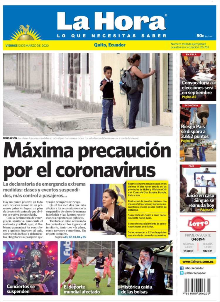 Portada de La Hora - Ecuador (Ecuador)