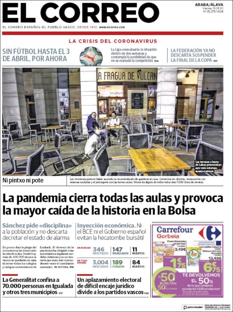 Portada de El Correo - Álava (España)