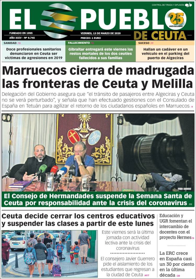 Portada de El Pueblo de Ceuta (España)