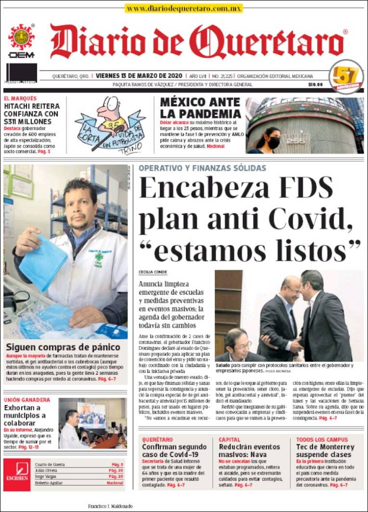 Portada de Diario de Querétaro (México)