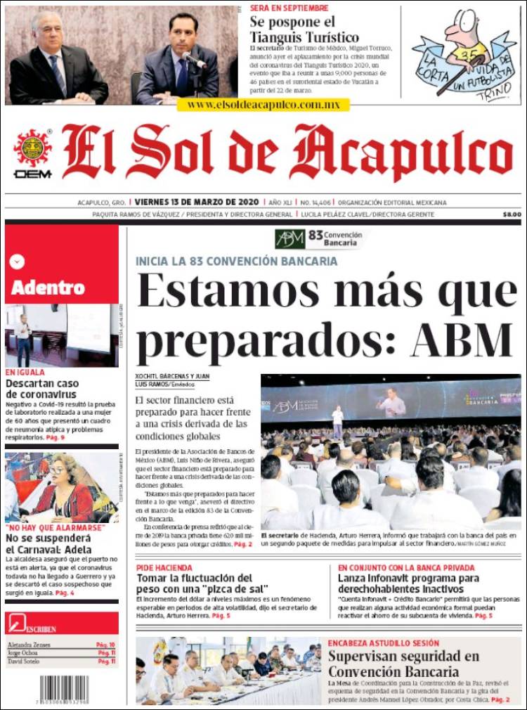 Portada de El Sol de Acapulco (México)