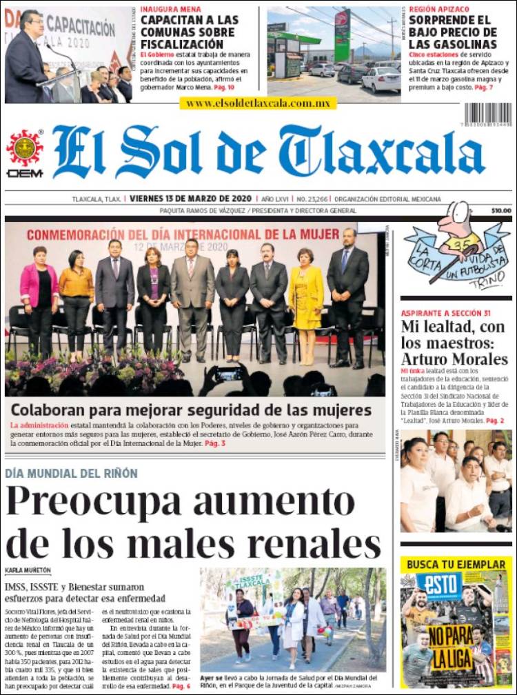 Portada de El Sol de Tlaxcala (México)