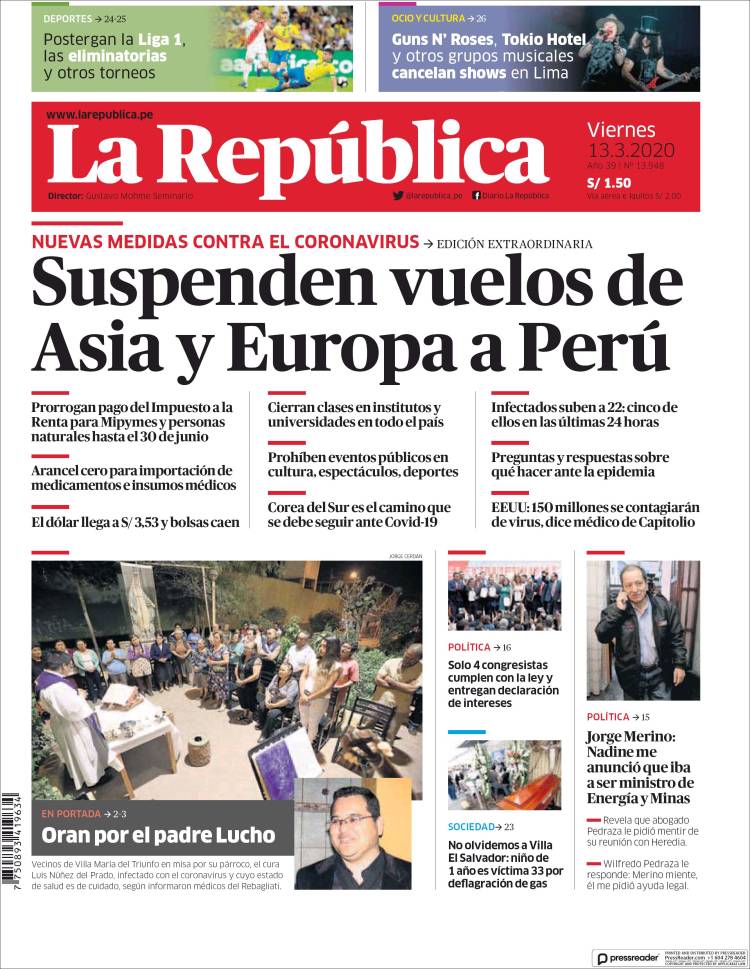 Portada de La Republica (Perú)
