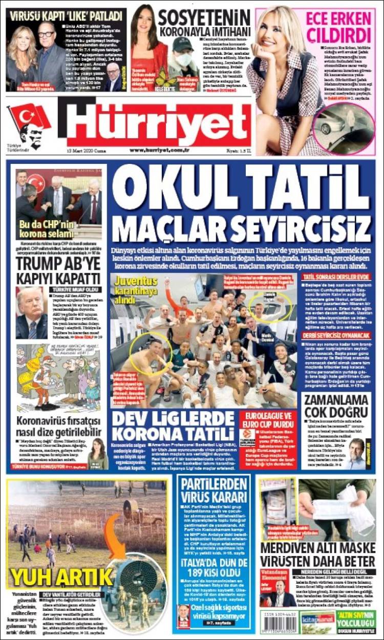Portada de Hürriyet (Turqu&iacute;a)