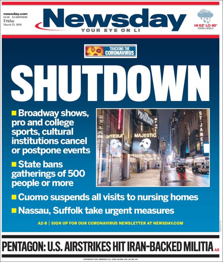 Portada de Newsday (USA)