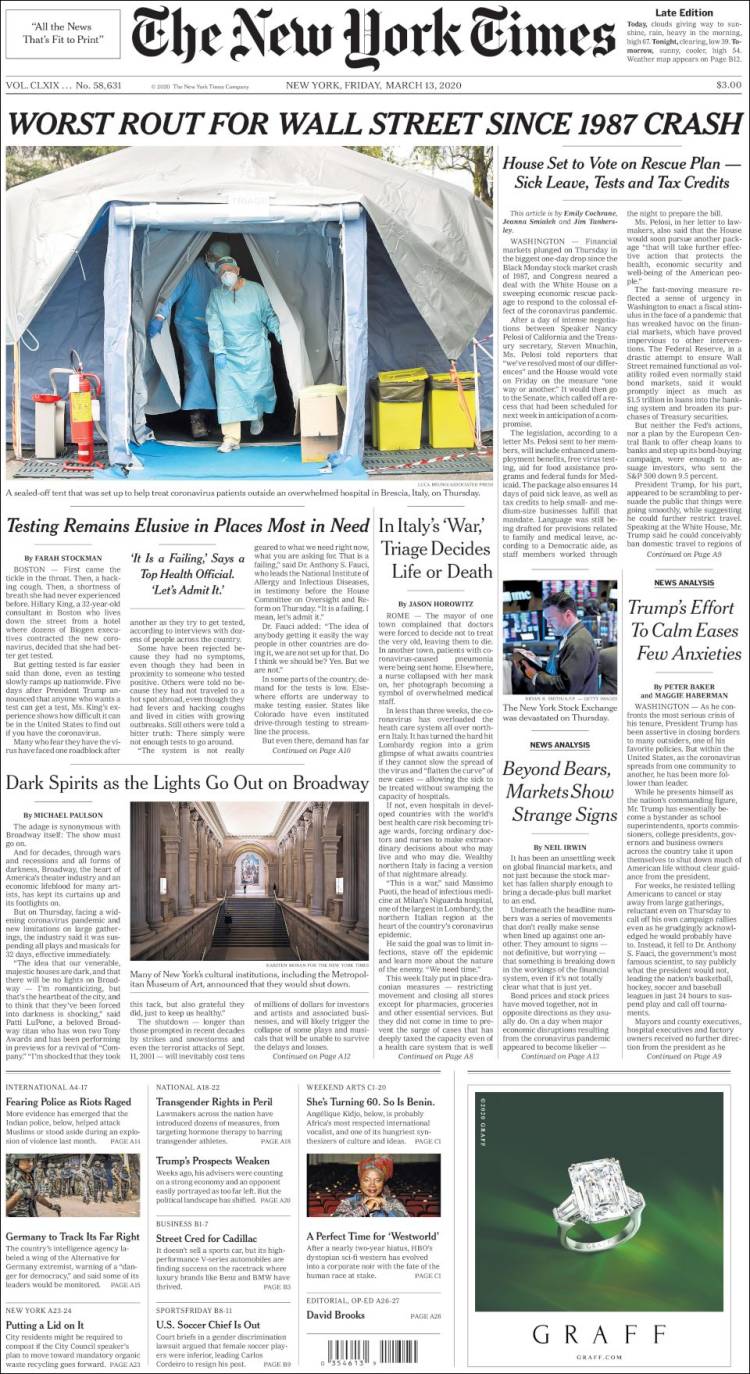 Portada de New York Times (USA)