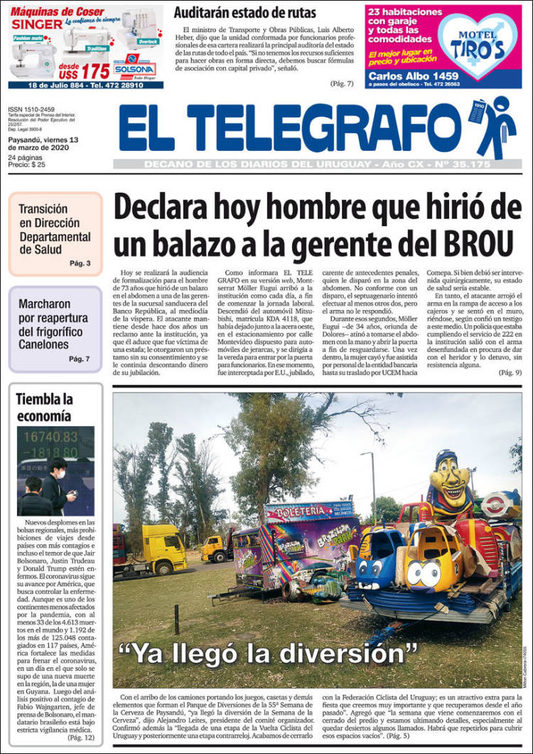 Portada de El Telégrafo (Uruguay)