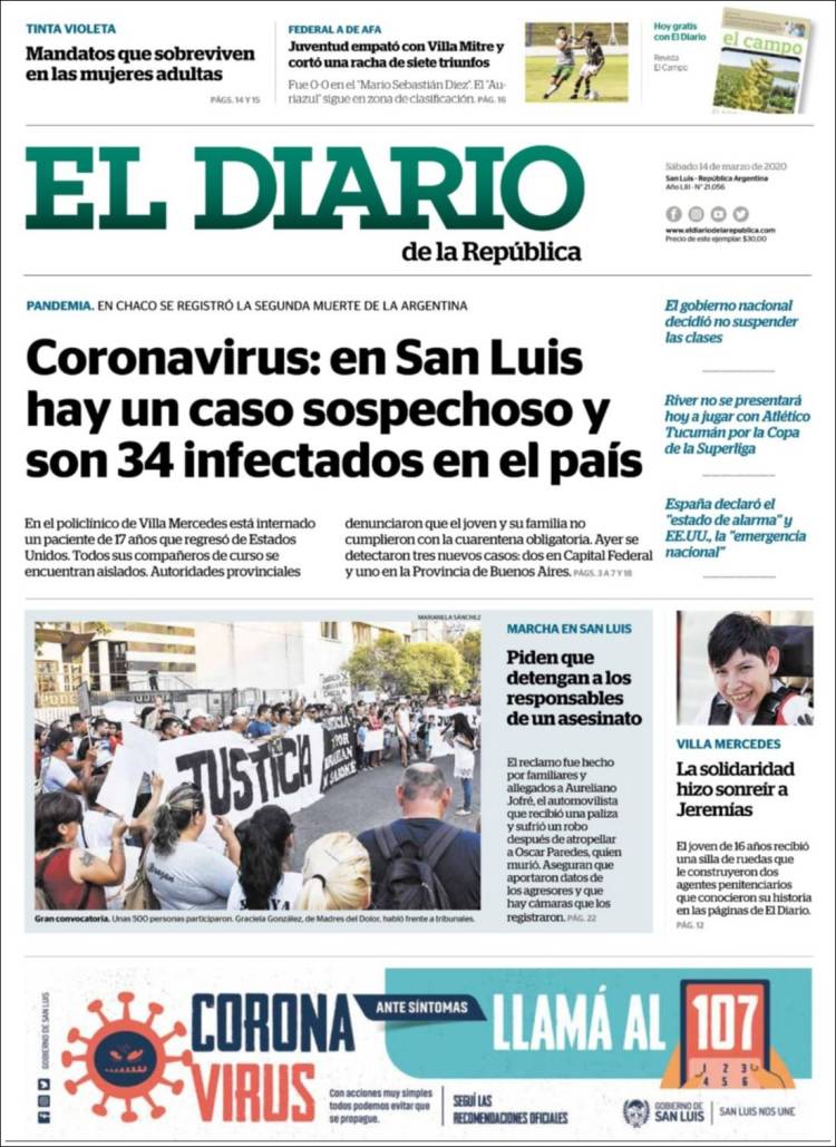 Portada de Diario de la República (Argentina)