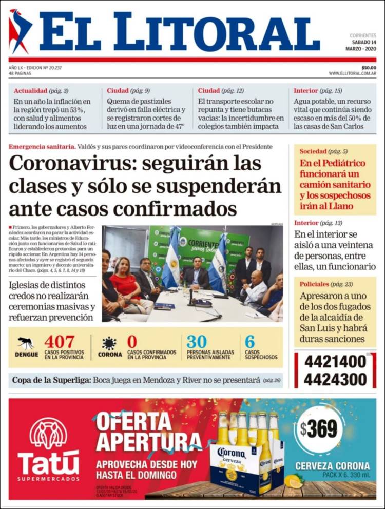 Portada de El Litoral Corrientes (Argentina)