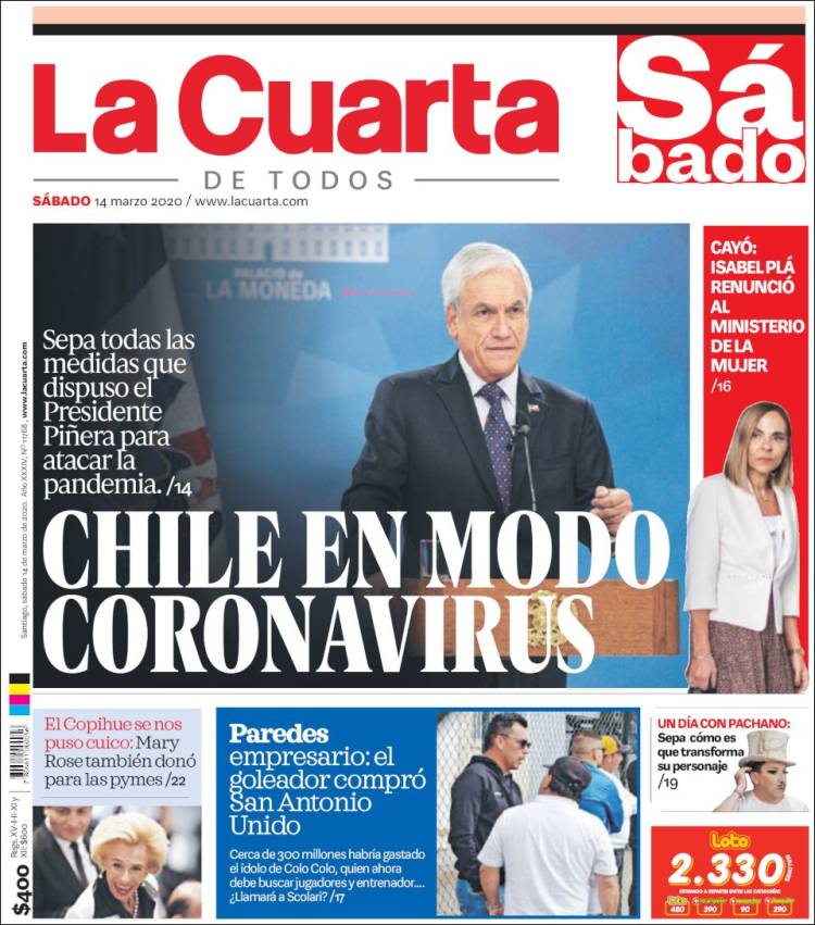 Portada de La Cuarta (Chile)