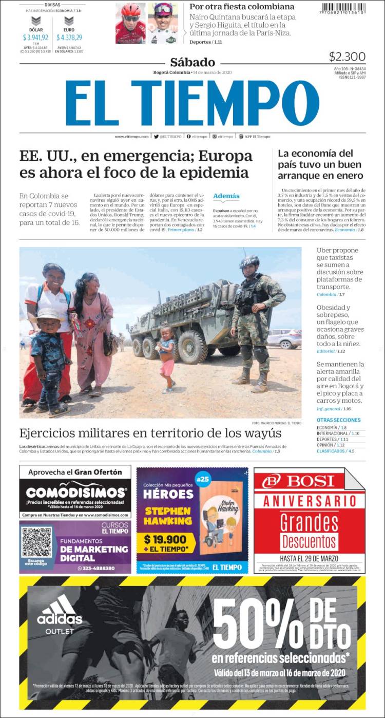 Portada de El Tiempo (Colombia)