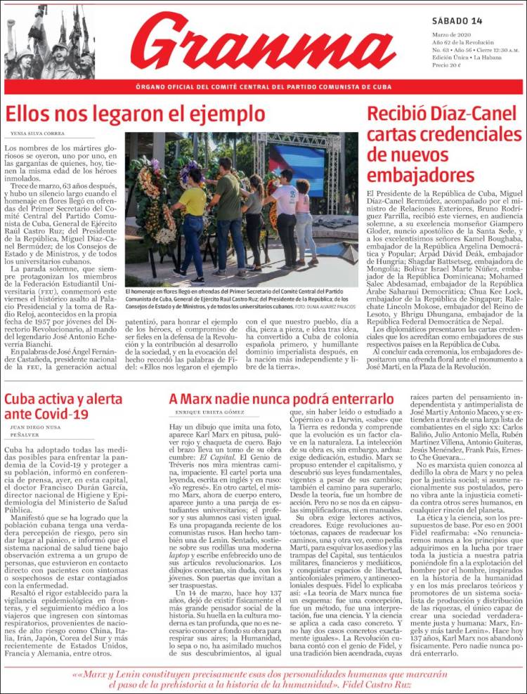 Portada de Granma (Cuba)