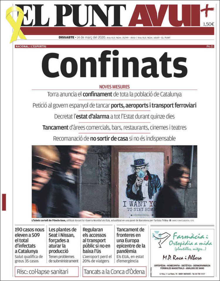 Portada de El Punt Avui (España)