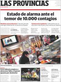 Portada de Las Provincias (España)