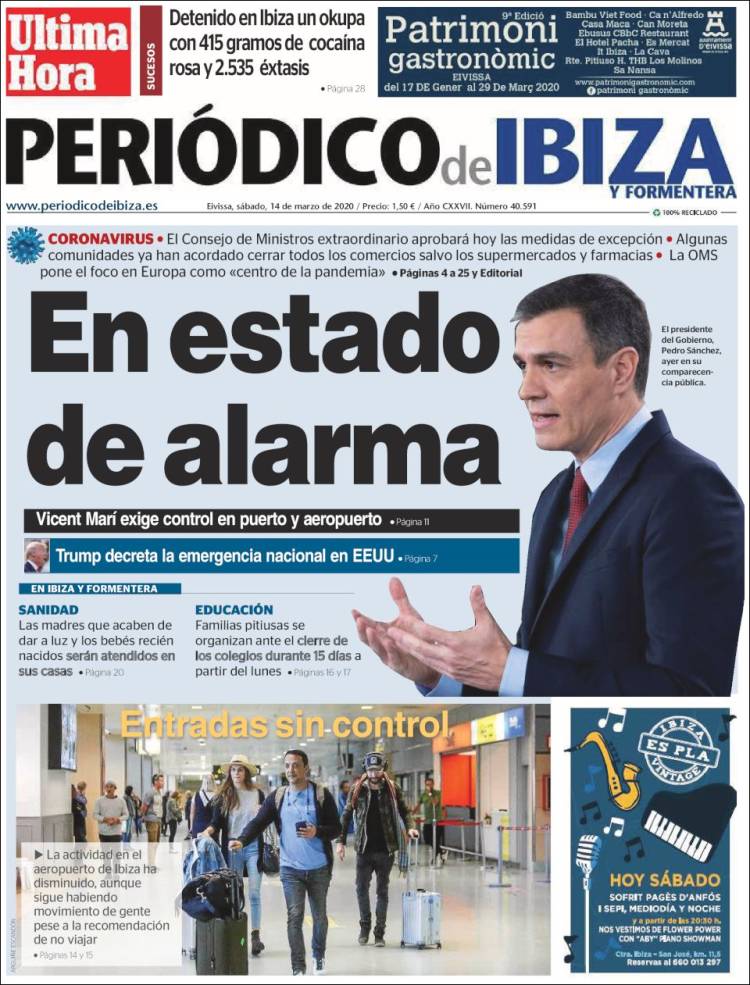 Portada de Periódico de Ibiza (España)