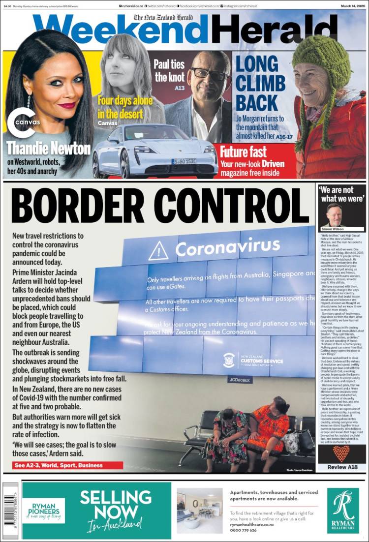 Portada de The New Zealand Herald (Nueva Zelanda)