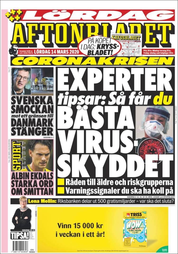 Portada de Aftonbladet (Suecia)