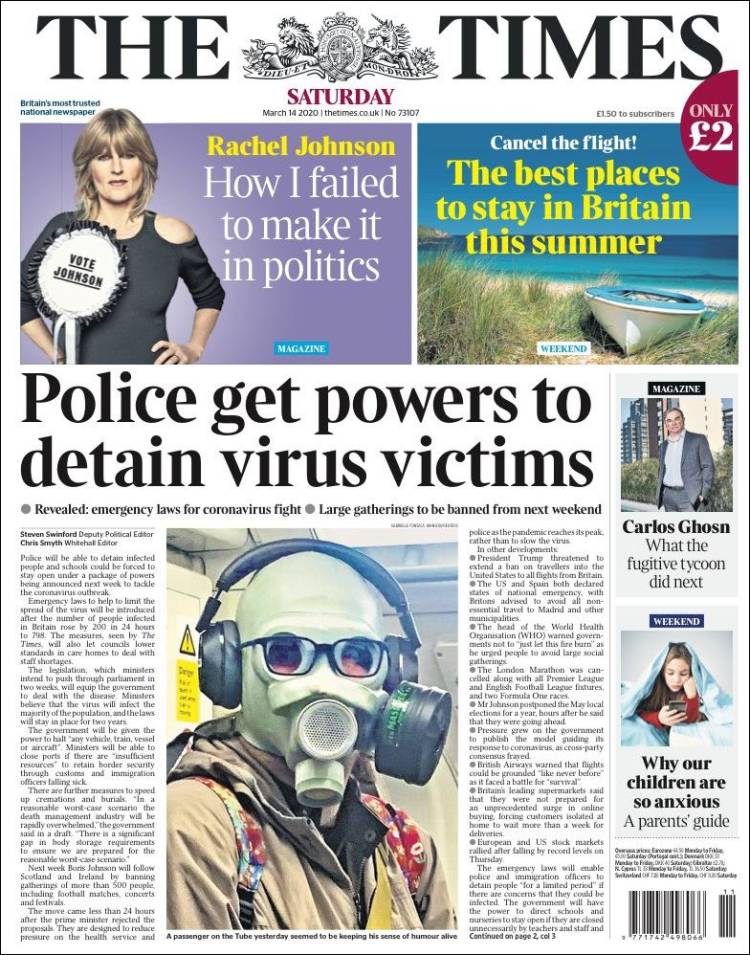 Portada de The Times (Reino Unido)