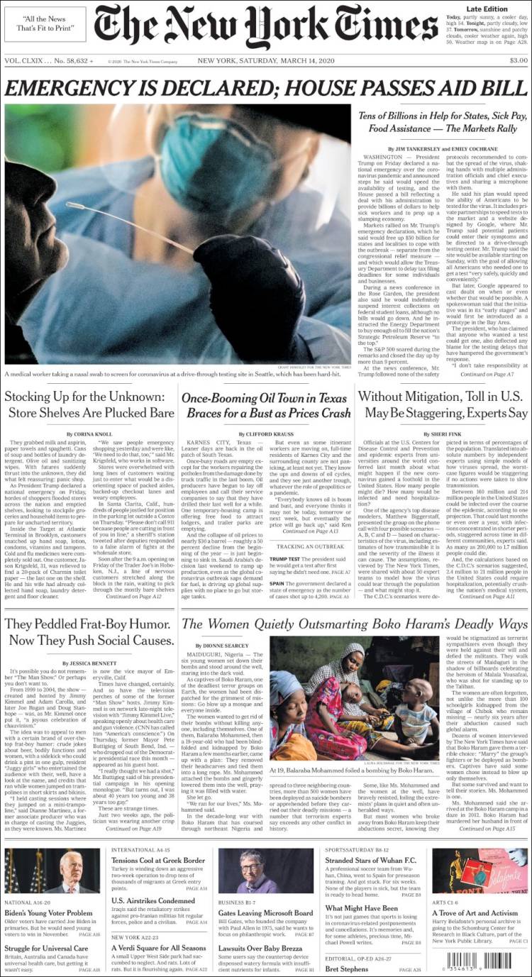 Portada de New York Times (USA)