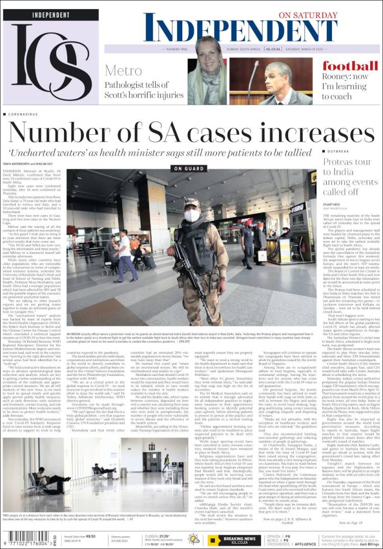 Portada de The Mercury (South Africa)