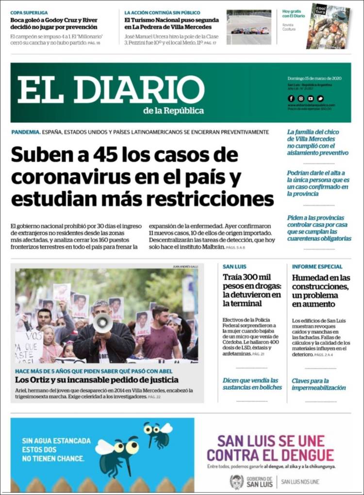 Portada de Diario de la República (Argentina)