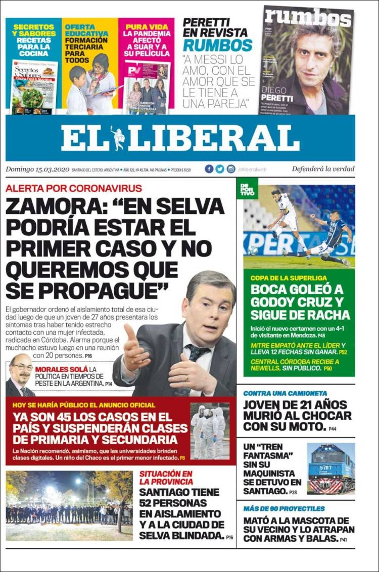 Portada de Diario El Liberal (Argentina)