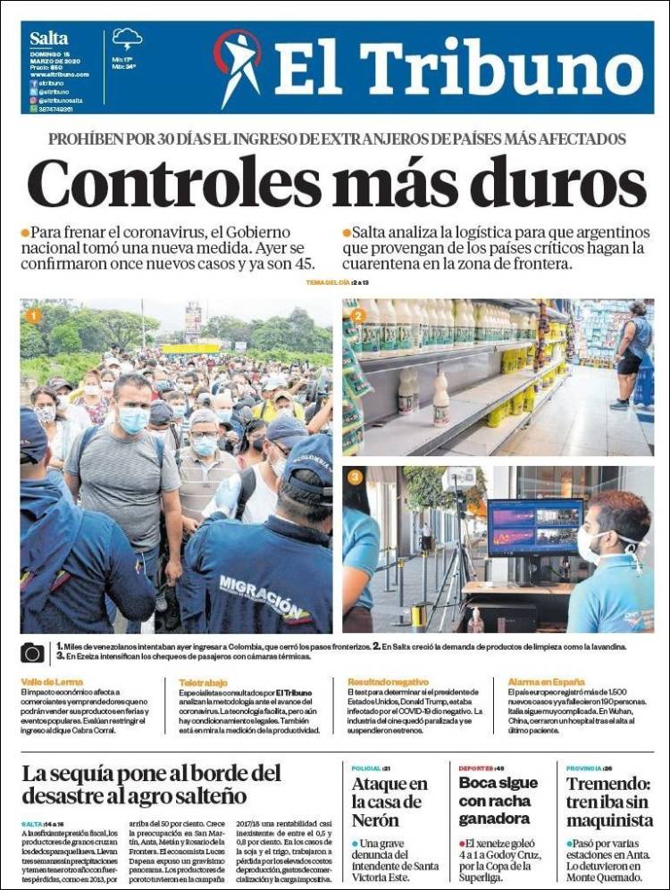 Portada de El Tribuno - Salta (Argentina)