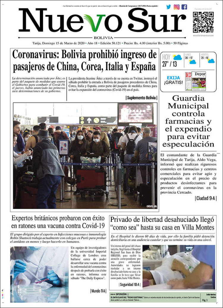 Portada de Nuevo Sur (Bolivia)