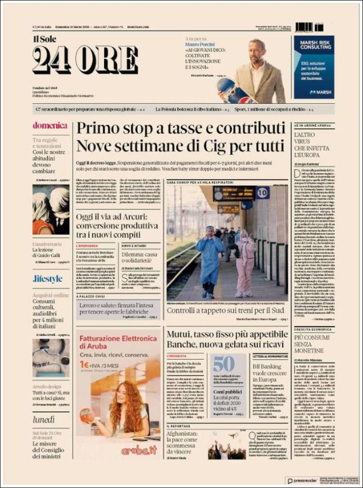 Portada de Il Sole 24 ORE (Italia)