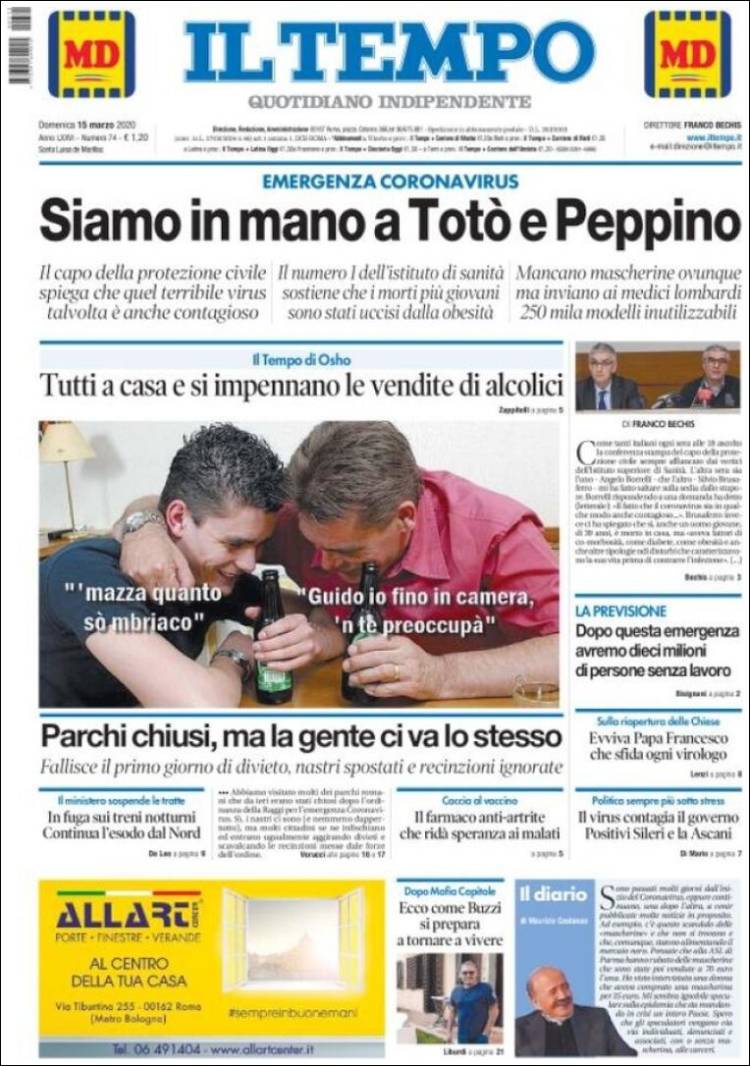 Portada de Il Tempo (Italia)