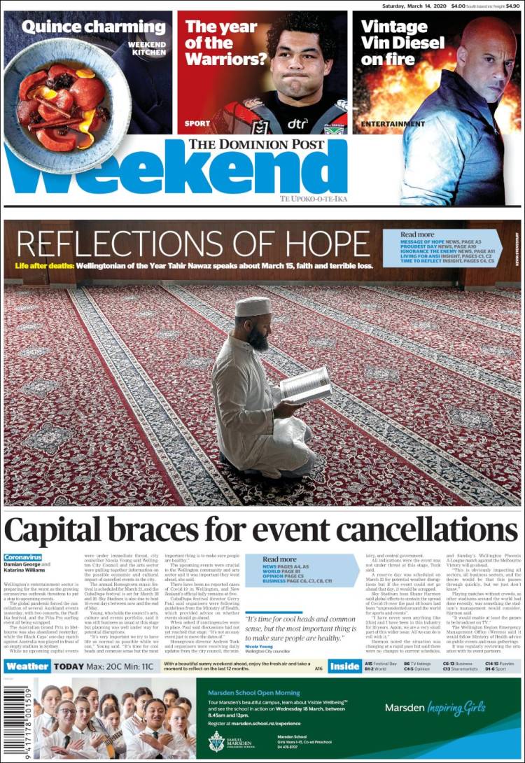 Portada de The Dominion Post (Nueva Zelanda)