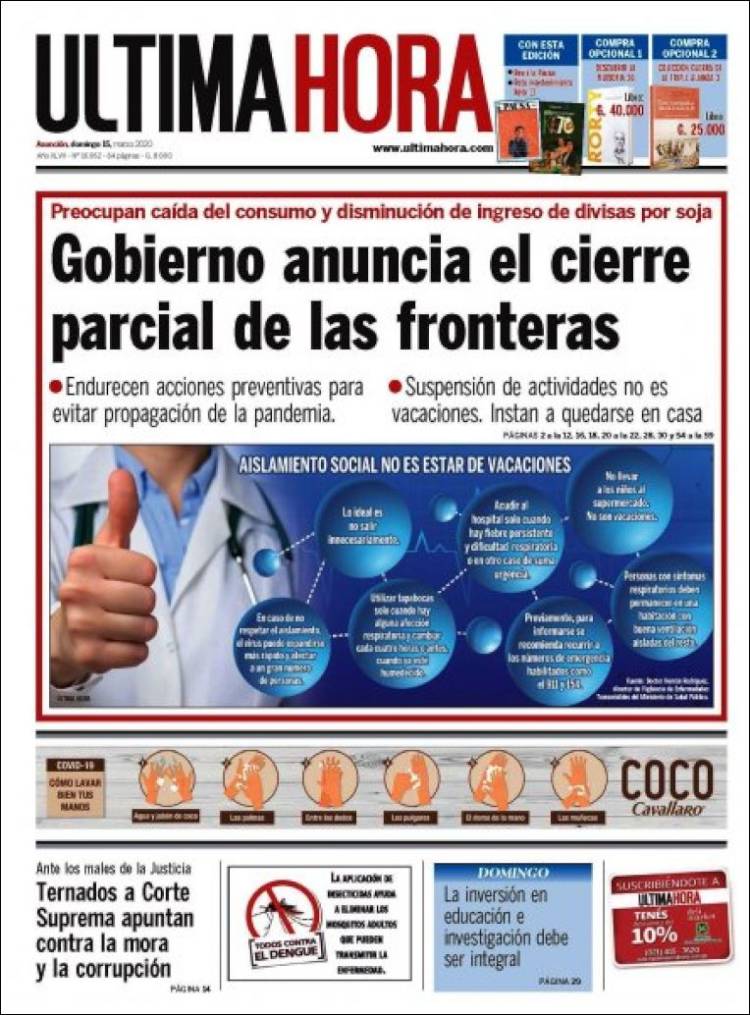 Portada de Última Hora (Paraguay)