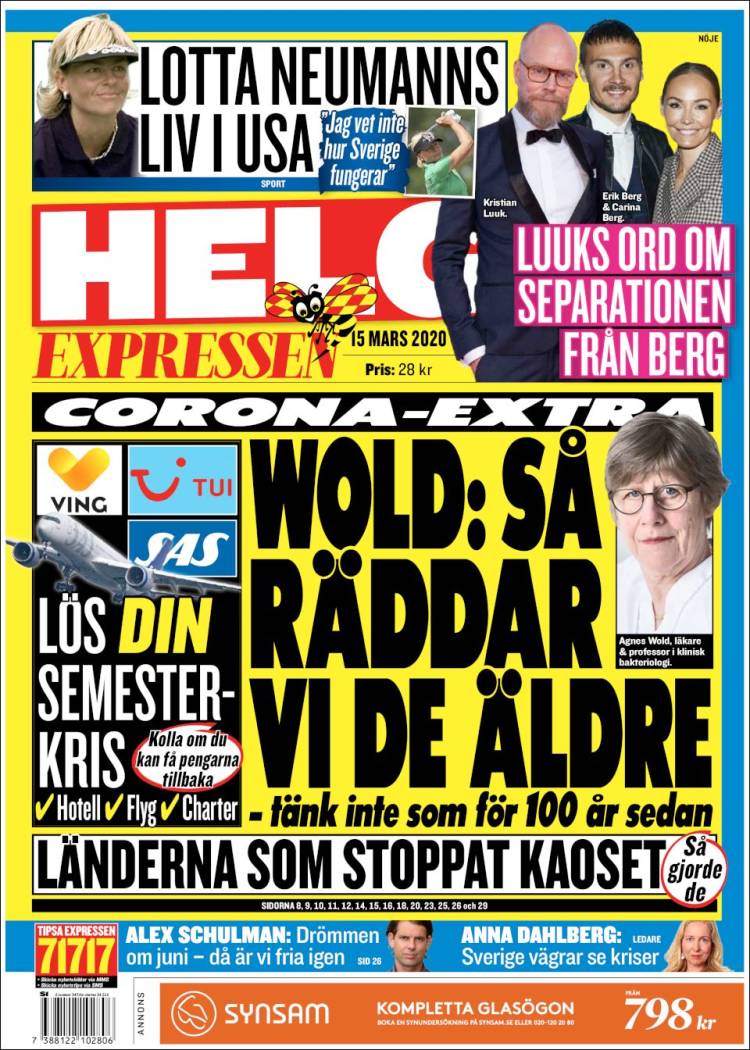 Portada de Expressen (Suecia)