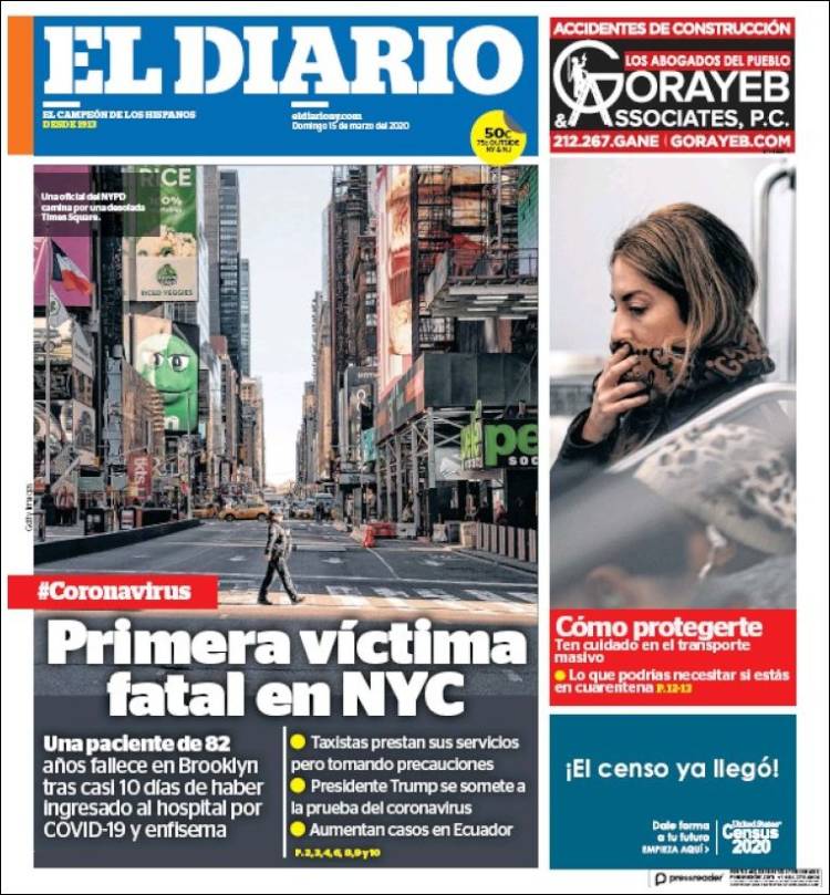 Portada de El Diario NY (USA)