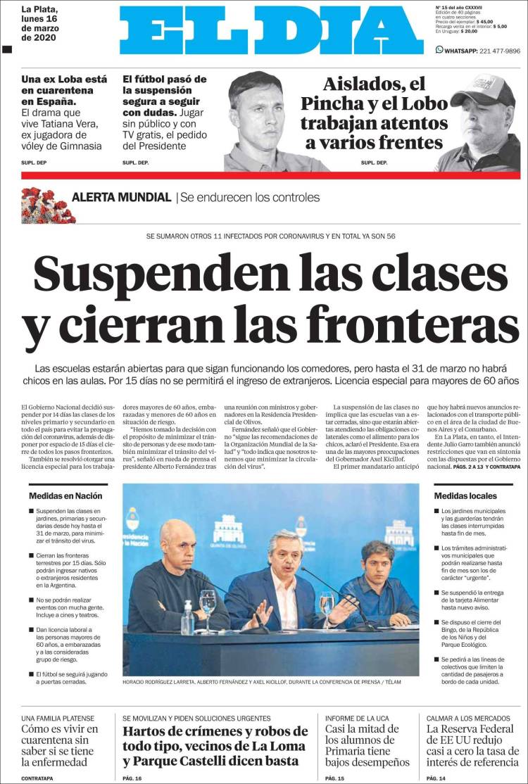 Portada de El Día de la Plata (Argentina)