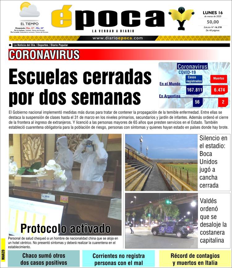 Portada de Diario Época (Argentina)