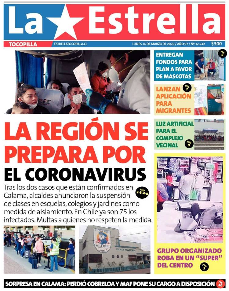 Portada de La Estrella de Tocopilla (Chile)