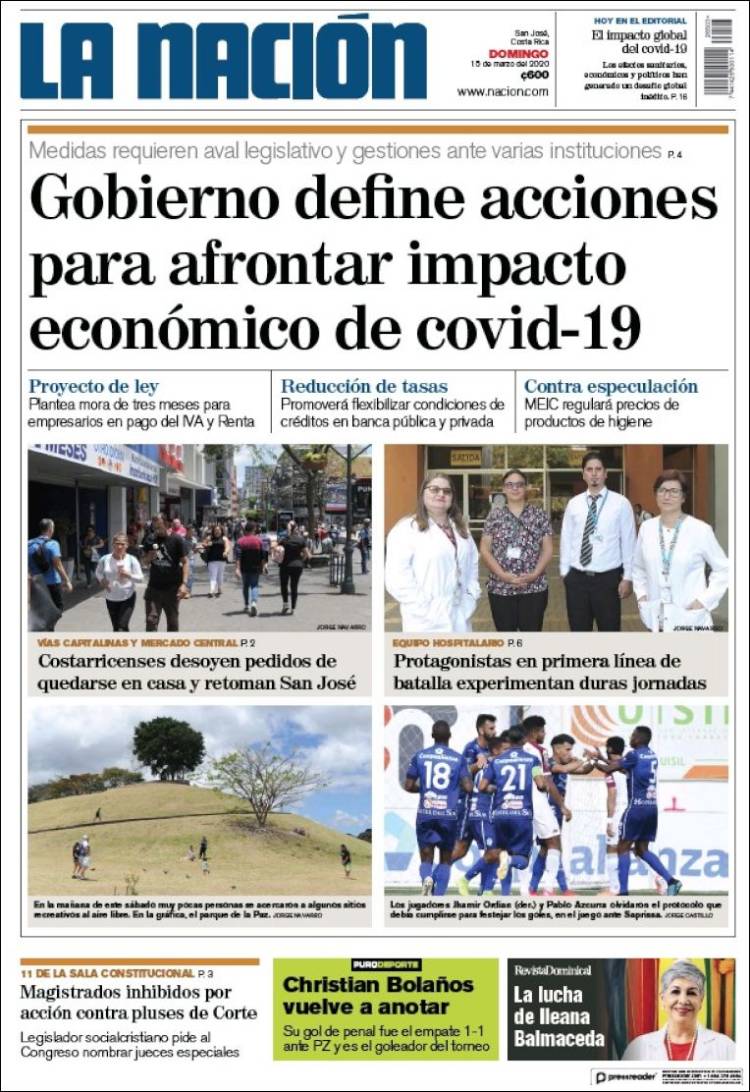 Portada de La Nación - Costa Rica (Costa Rica)